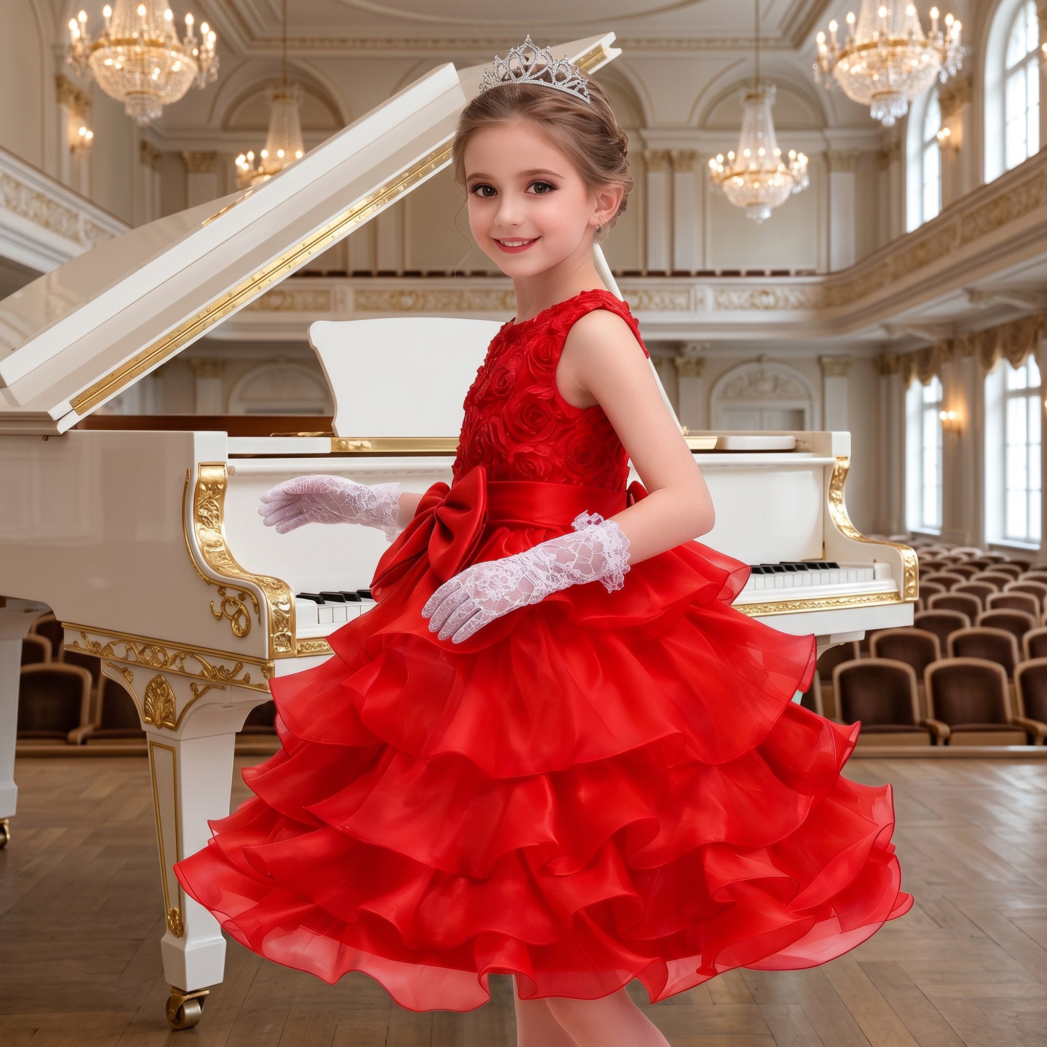 Lulu Gala | Rose Petal Symphony Tiered Gown