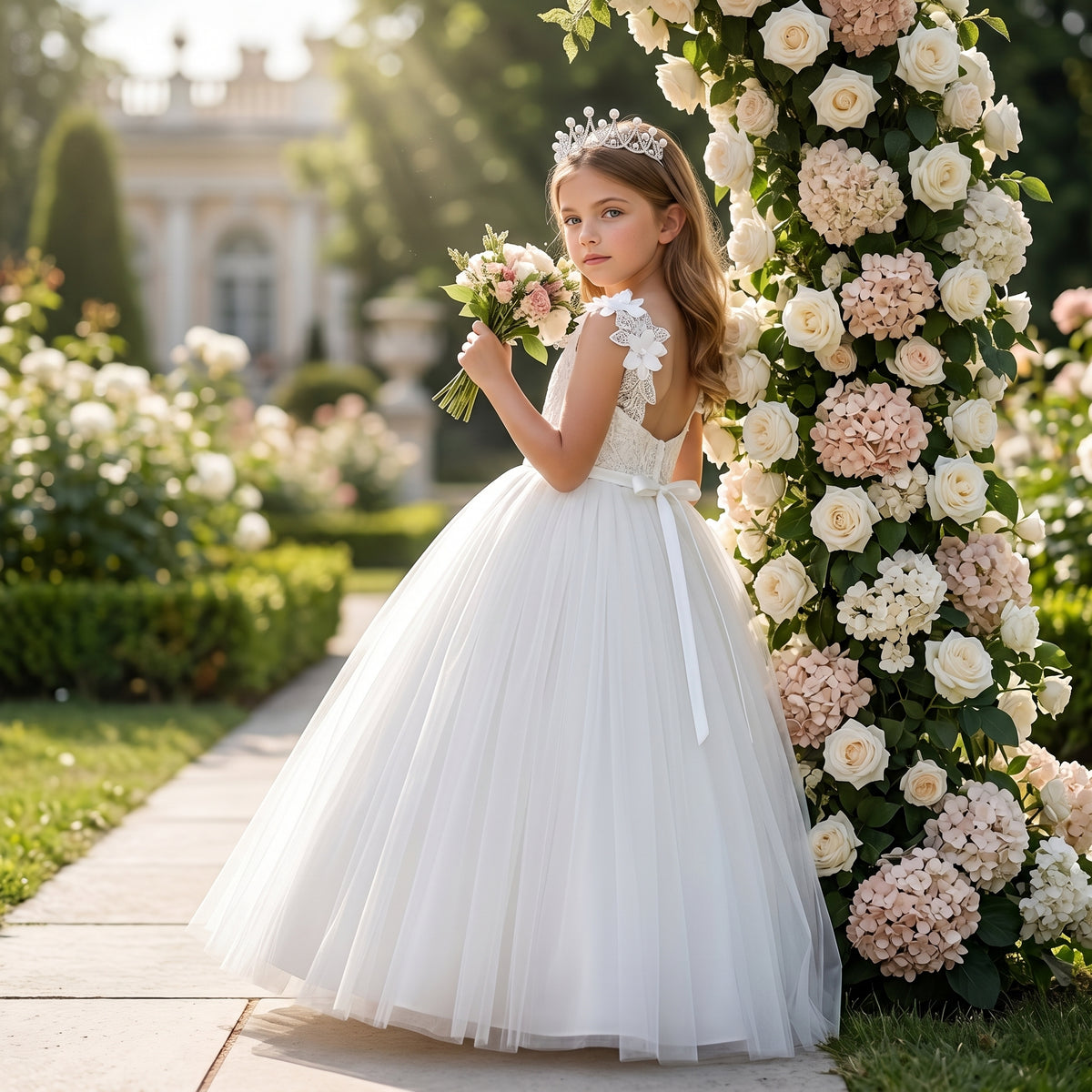 White Lulu Gala dress for baptism and First Communion