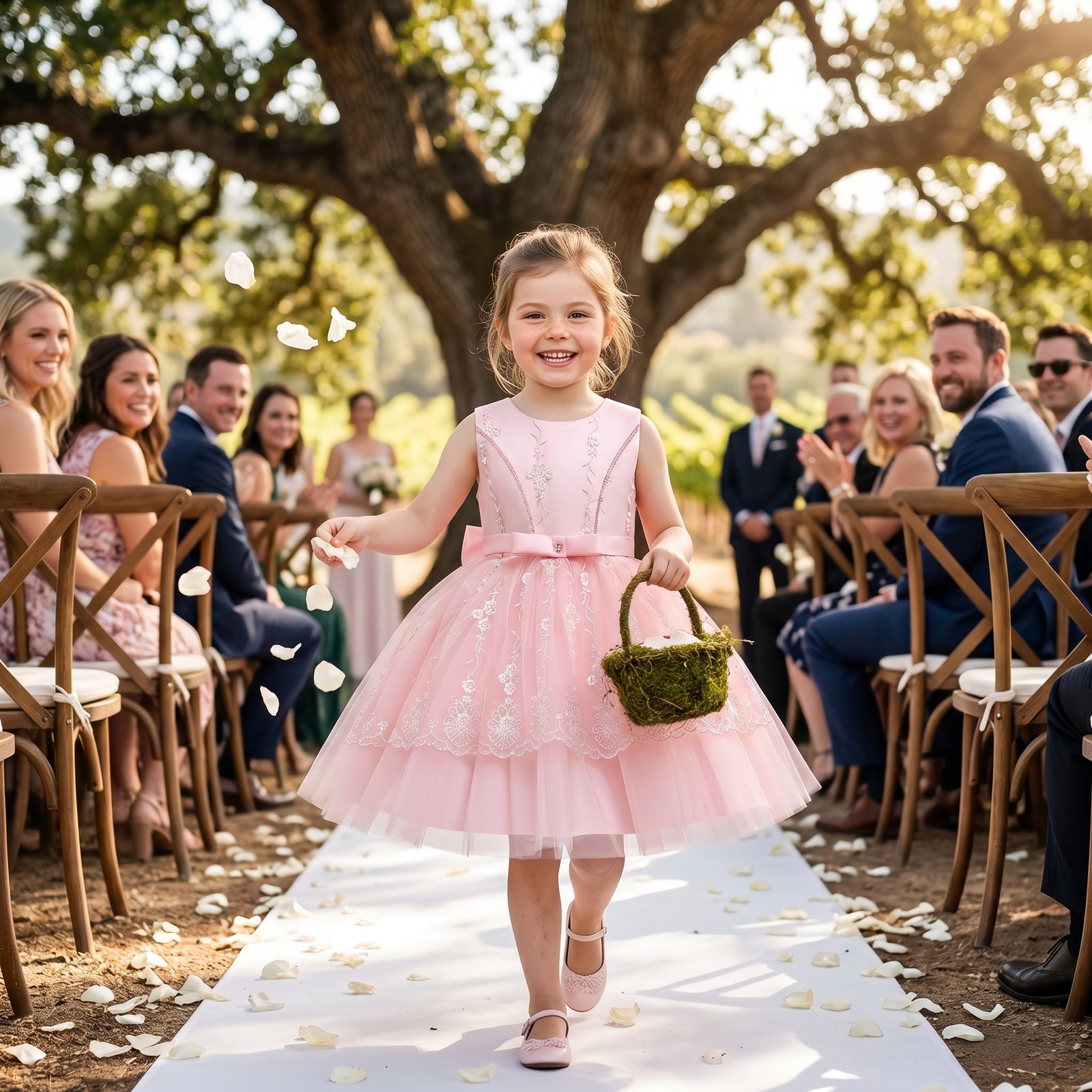 Lulu Gala flower girl dress with floral embroidery